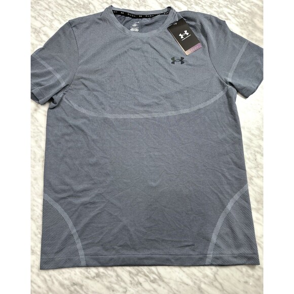 Under Armour UA Rush Men's Jersey Medium Fitted Seamless Legacy Blue running - Picture 1 of 8